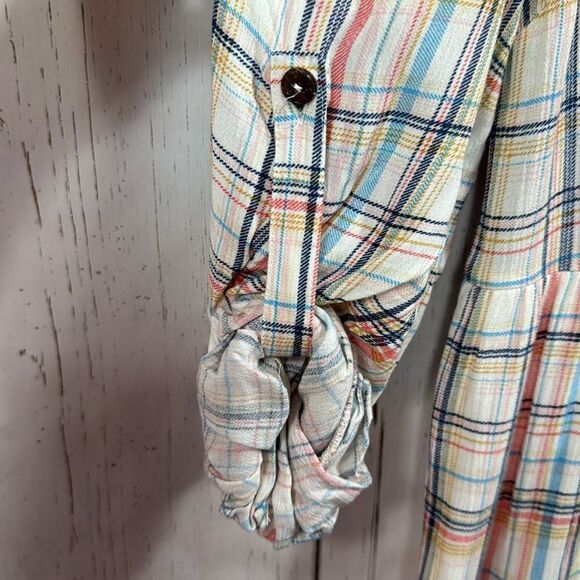 Coco + Jaimeson Plaid Long Sleeve Button Front Romper Multicolor Check Size L - Picture 9 of 16